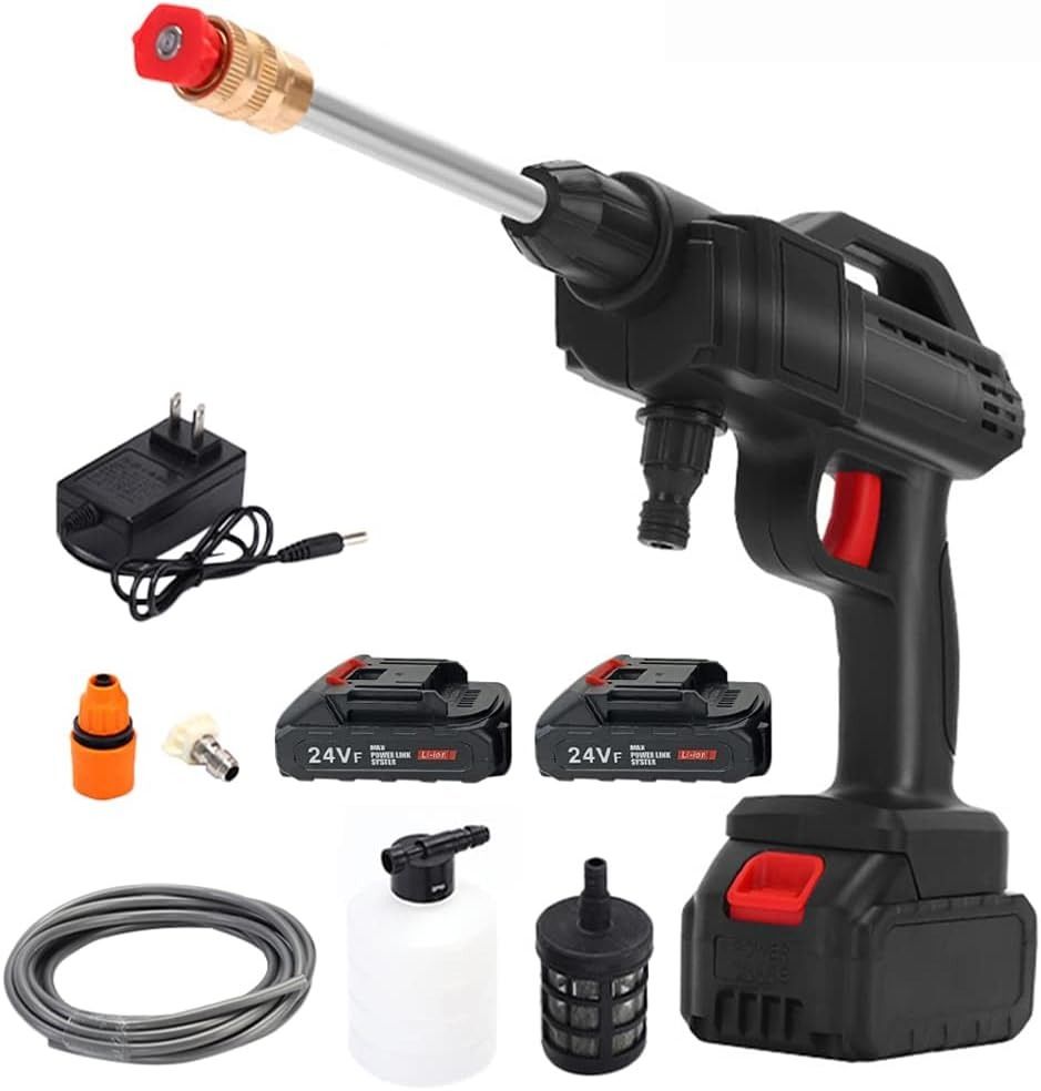 Portable battery operated pressure washer outlet