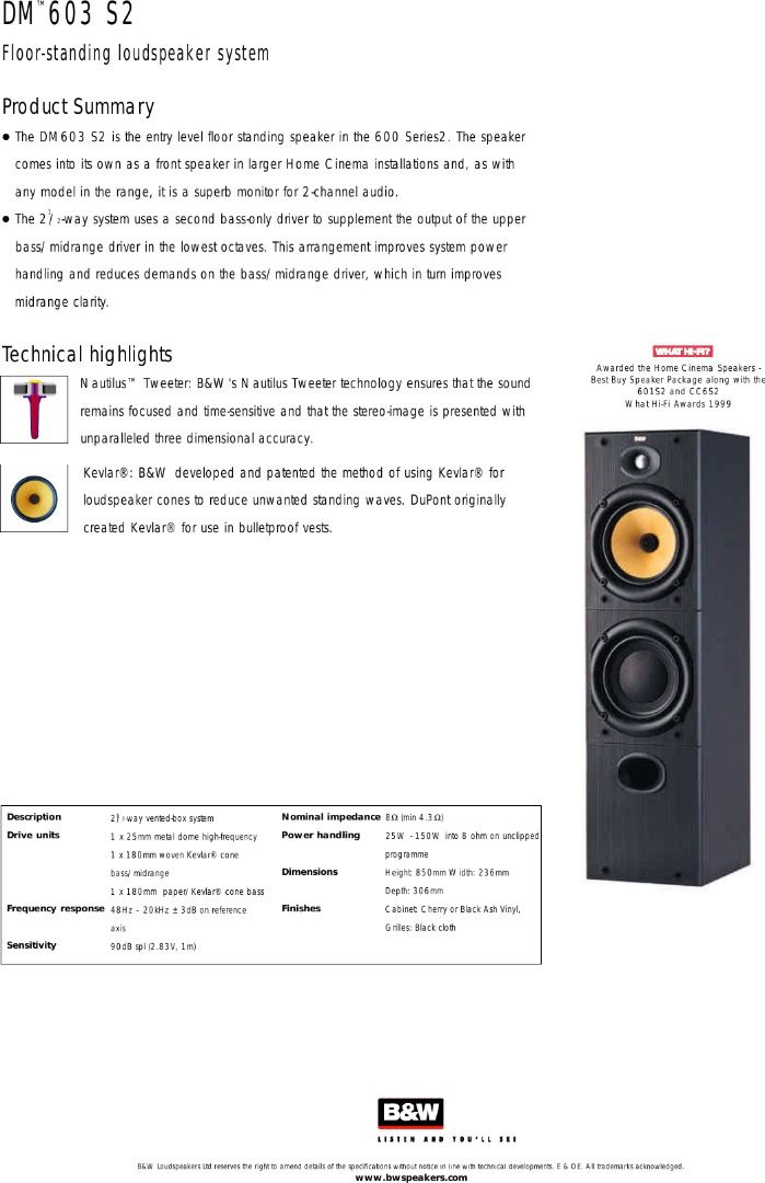 B&w dm603 s2 for sale outlet