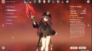C1 Hutao+Homa/ Yelan+Aqua + Guarantee Rate On (Genshin Impact Acc)