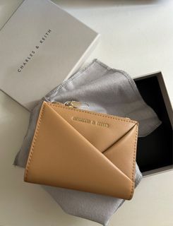 Charles & Keith Midori Geometric Top-Zip Wallet - Camel