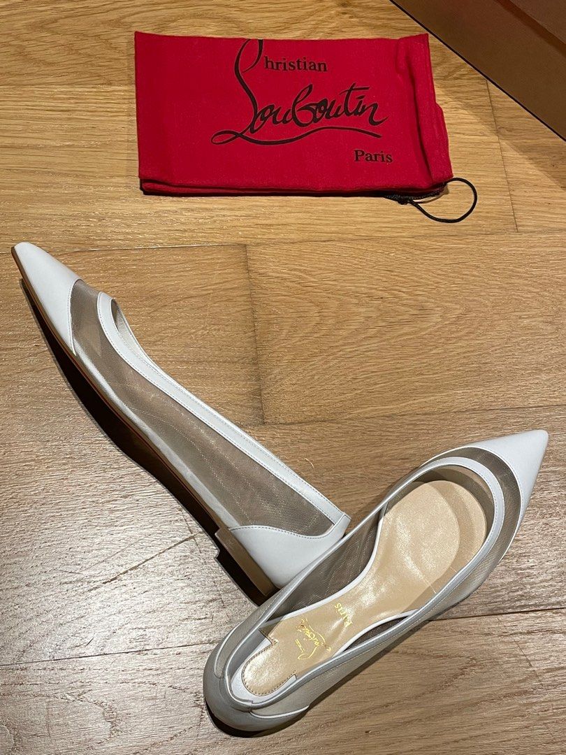 Christian Louboutin white pointy flats 39