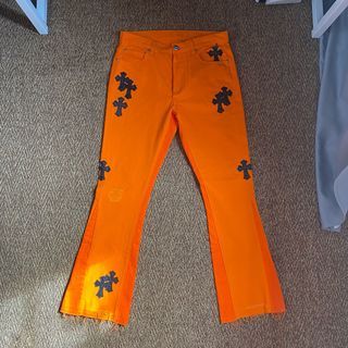 Chrome Hearts orange cross flared jeans