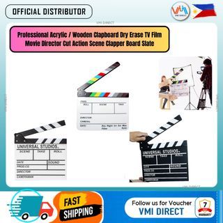 Clapboard Director Film Movie Cut Action Scene Slate Board Clapper Board Slate Black White and Colored Wooden Acrylic Material Clap Strip Great for  Home Decoration Film Shooting Movie Film TV Studio Live Advertisement Video - VMI Direct