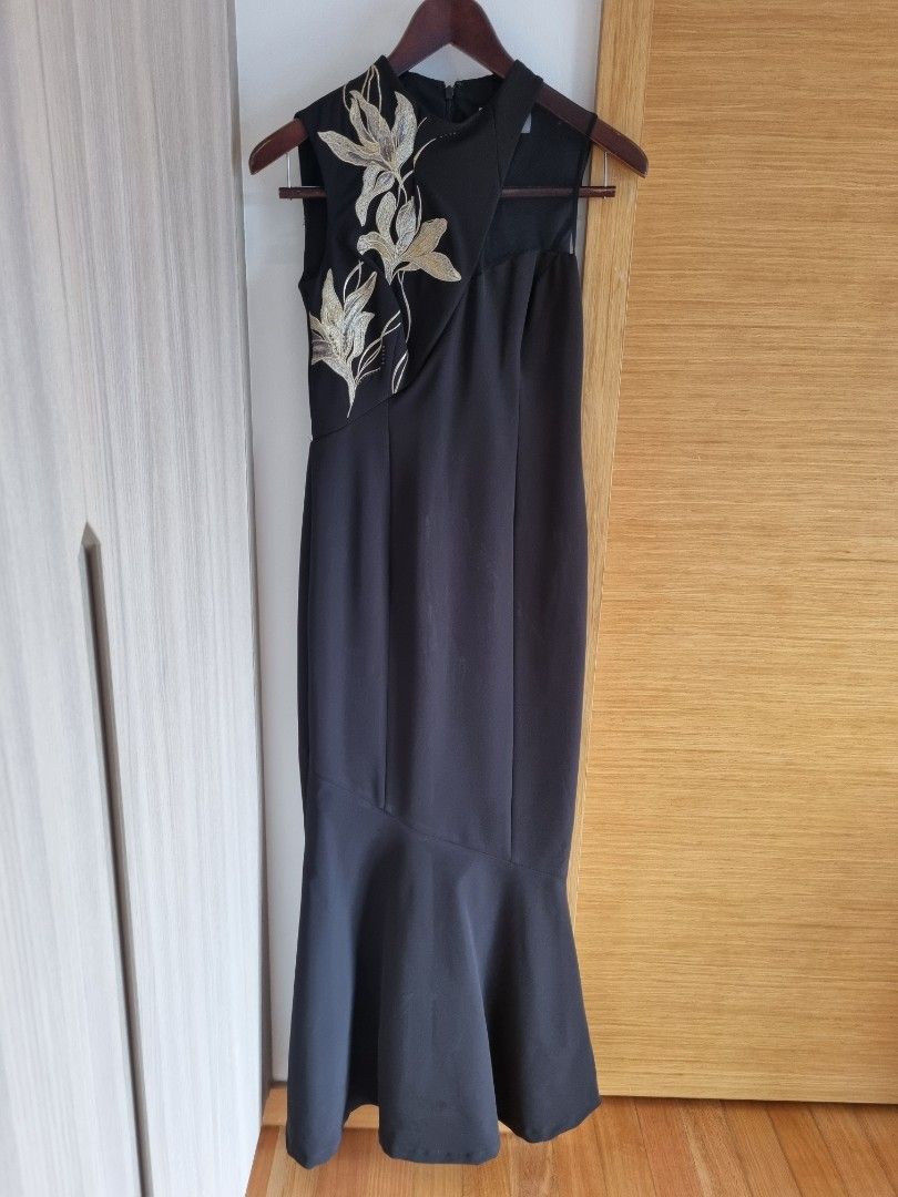 Coast black top gold dress