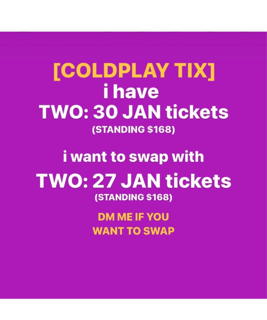 COLDPLAY TICKETS, Tickets & Vouchers, Event Tickets on Carousell