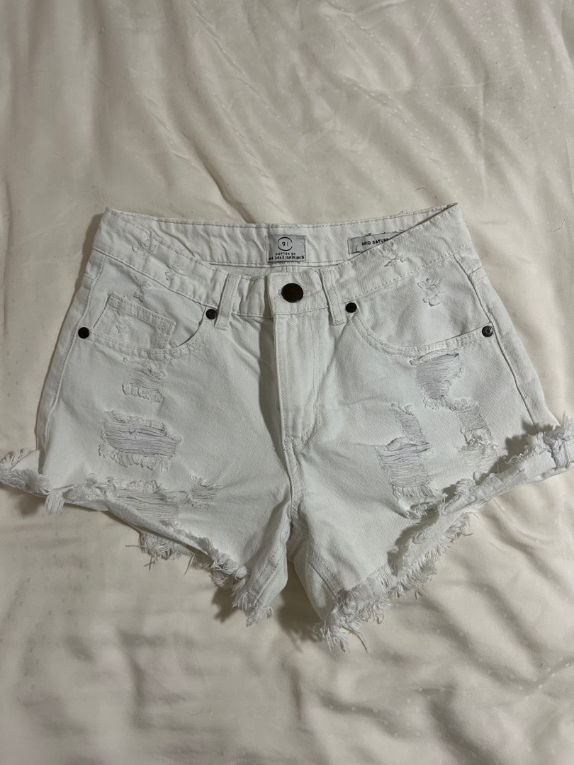 White top ripped shorts