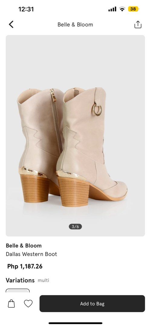Cowboy boots bnew (Category: Boots) located in Quezon City. Submitted by mmmry (Listing ID 1269057023, Image 3). Description: Brandnew kakarating lang from zalora (super fresh) Negotiable pag malapit na 8 Need to sell na kasi punta na ko taiwan sa dec 8 Rush Fits 38 or (37.5 pwede din) EU.