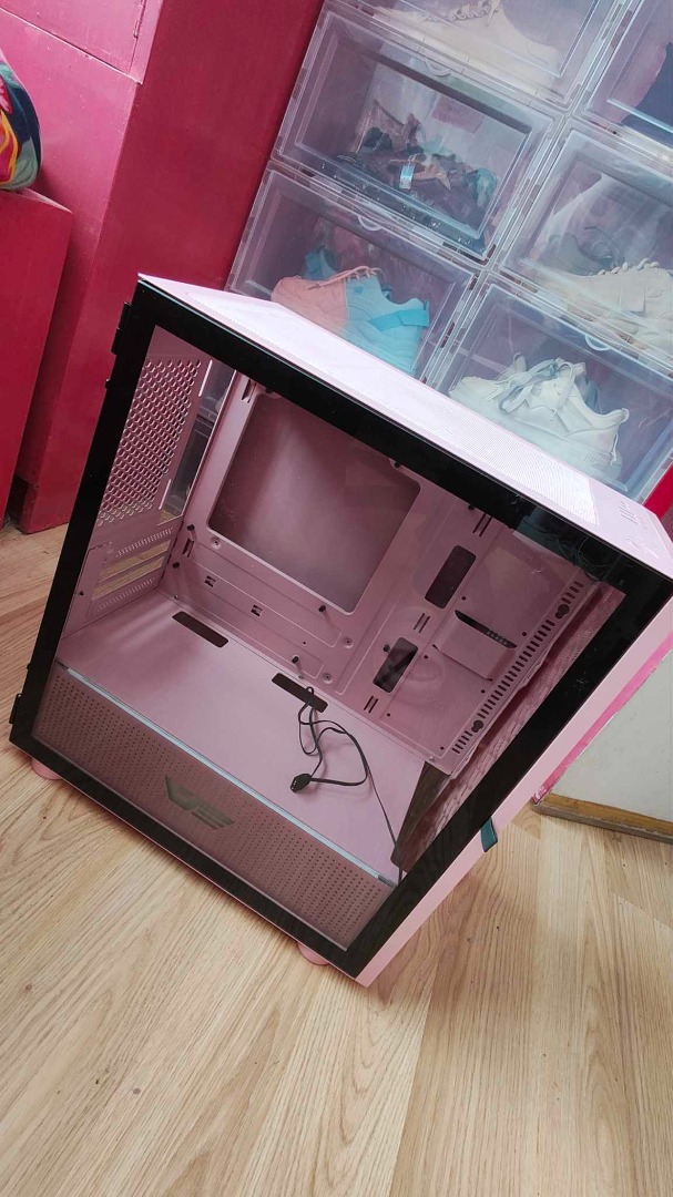 DarkFlash DLM21 Pink Mesh Micro-ATX (m-ATX) Gaming Case with ARGB LED ...