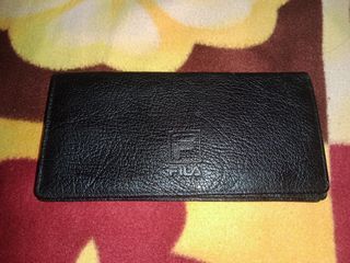 ®FILA Biella Italia Genuine Italian Leather Classic Black Minimalist Bi-fold Long Wallet 🖤