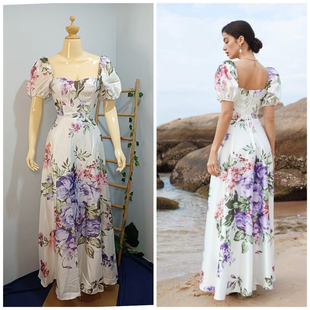 Buy Women's Floral Print Prom Dresses Ball Gown Floral A Line Tulle Long Evening  Dress ND01 Online at desertcartINDIA