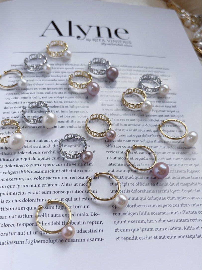 Free Shipping Freshwater Pearl Rings Chain Rings Adjustable Size