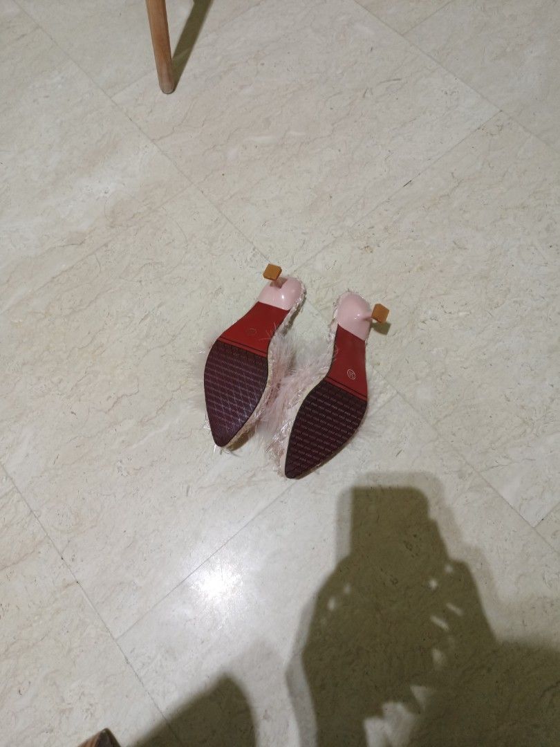 Furry Pink High Heel Shoes Women s Fashion Footwear Heels on