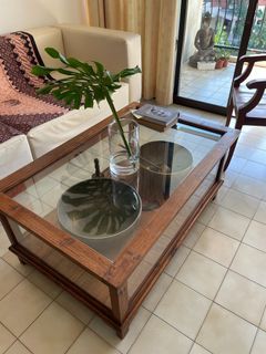 Glass/ wooden coffee table