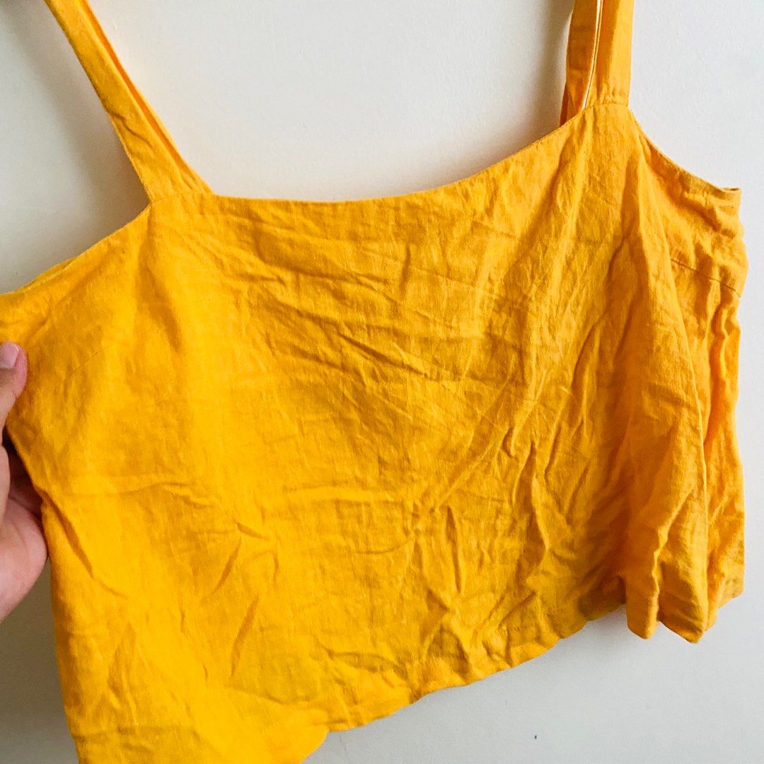 Glassons Linen Mustard Boxy Top, Women's Fashion, Tops, Sleeveless on Carousell