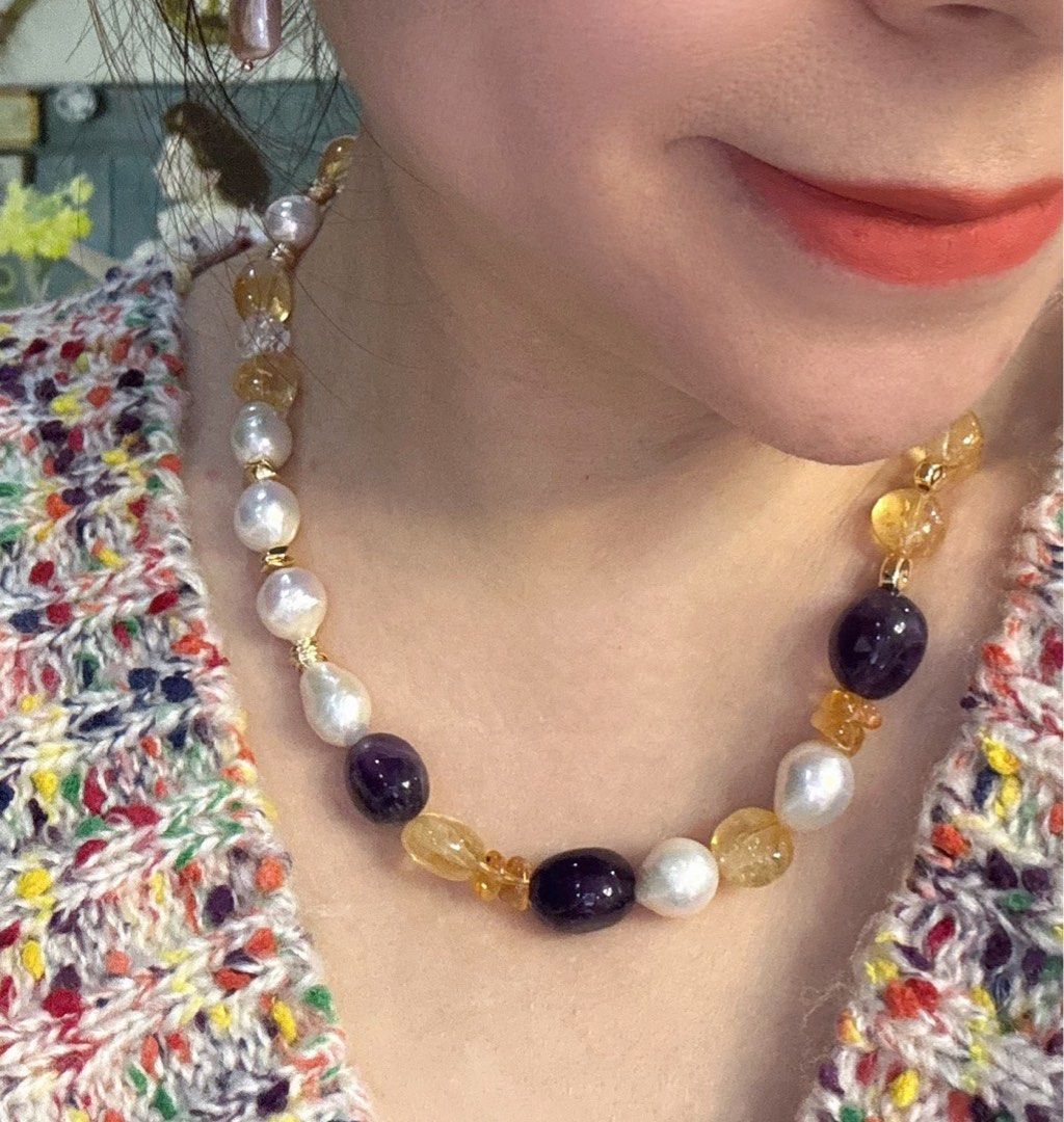 Purple freshwater pearl best sale necklace