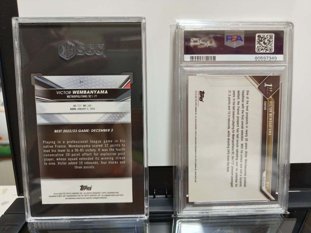 Graded Victor Wembanyama Rookie Cards PSA 10 SGC 9 Bowman