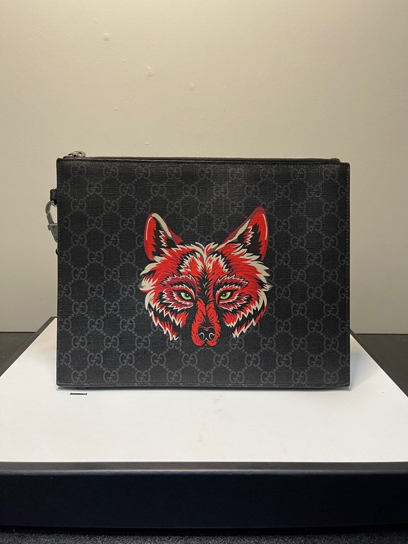 Canvas Pouch Gucci Wolf Clutch Gucci Voyage Gucci Gg Supreme Wolf