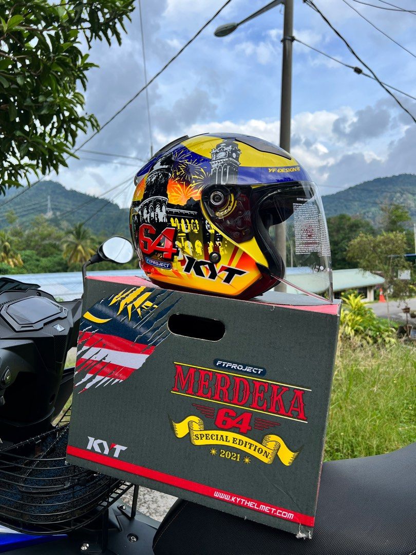 Helmet KYT Merdeka Edisi 64 (Limited Edition), Motorbikes on Carousell