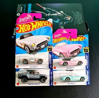 Hot Wheels Barbie The Movie 1956 Corvette ( Ken Edition, Pink Short Card, Blue ), 2024 GMC Hummer EV, Monster Trucks Barbie Ultimate Camper Hotwheels Die-Cast