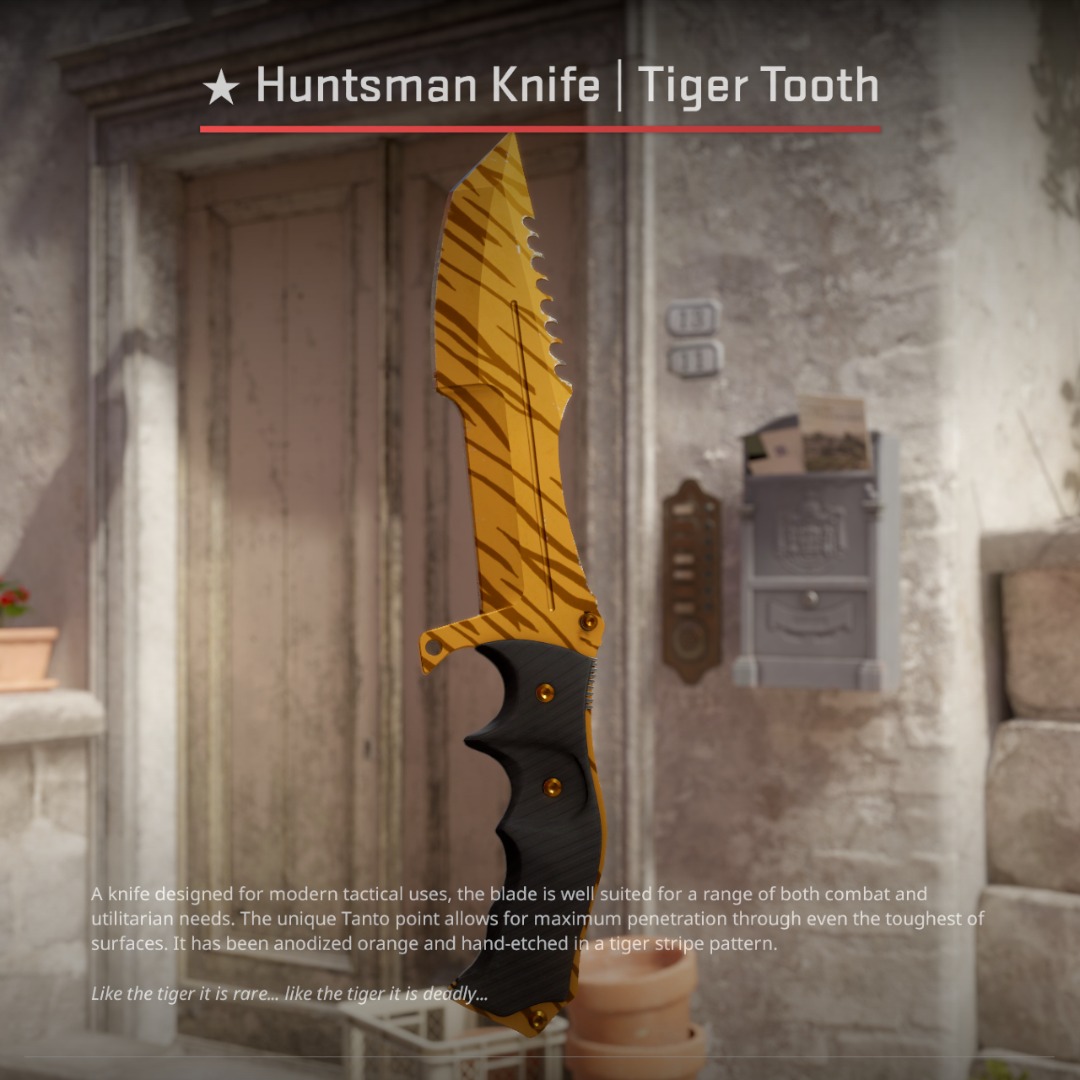 Huntsman Knife Tiger Tooth FN CSGO / CS2 Skin knife, Video Gaming