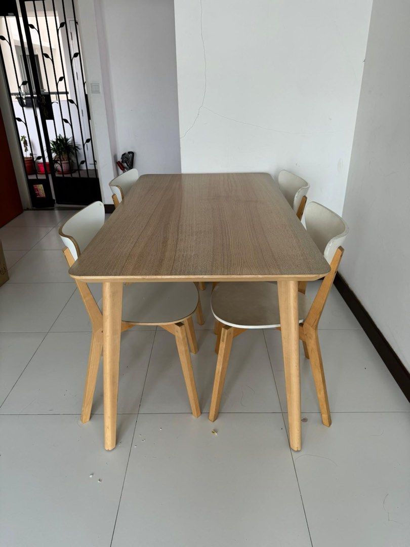 IKEA dining table and chairs (x4), Furniture & Home Living, Furniture