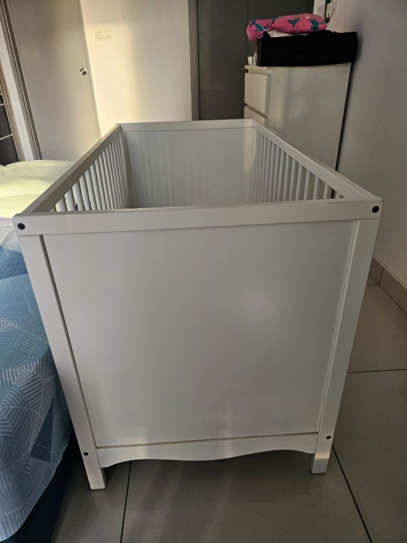 IKEA White Baby Cot with Mattress, Babies & Kids, Baby Nursery & Kids Furniture, Cots & Cribs on