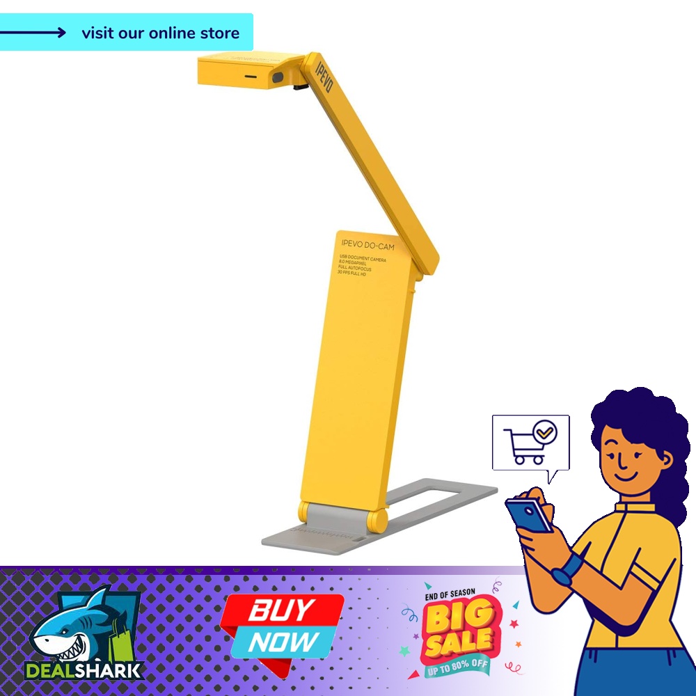 IPEVO Cámara De Documentos USB V4K De Ultra Alta Definición De 8 MP - Mac OS, Windows, Compatible Con Chromebook Para Demostración En Vivo, Conferencias Web, Aprendizaje A Distancia, Enseñanza Remota
