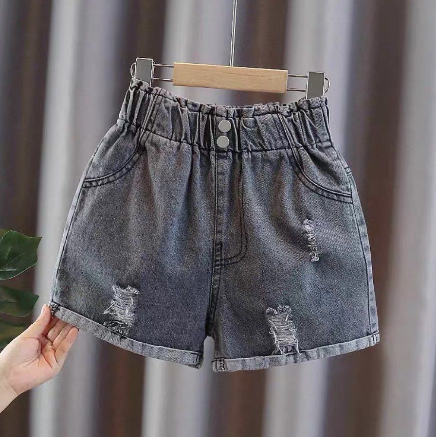 Girls black ripped shorts discount