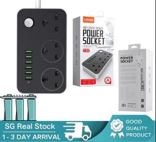 LDNIO SK3662 Universal UK Power Socket with 3-Pin+6 USB Fast Charging 250V/2500W/10A Expansion Charging Plug Adapter