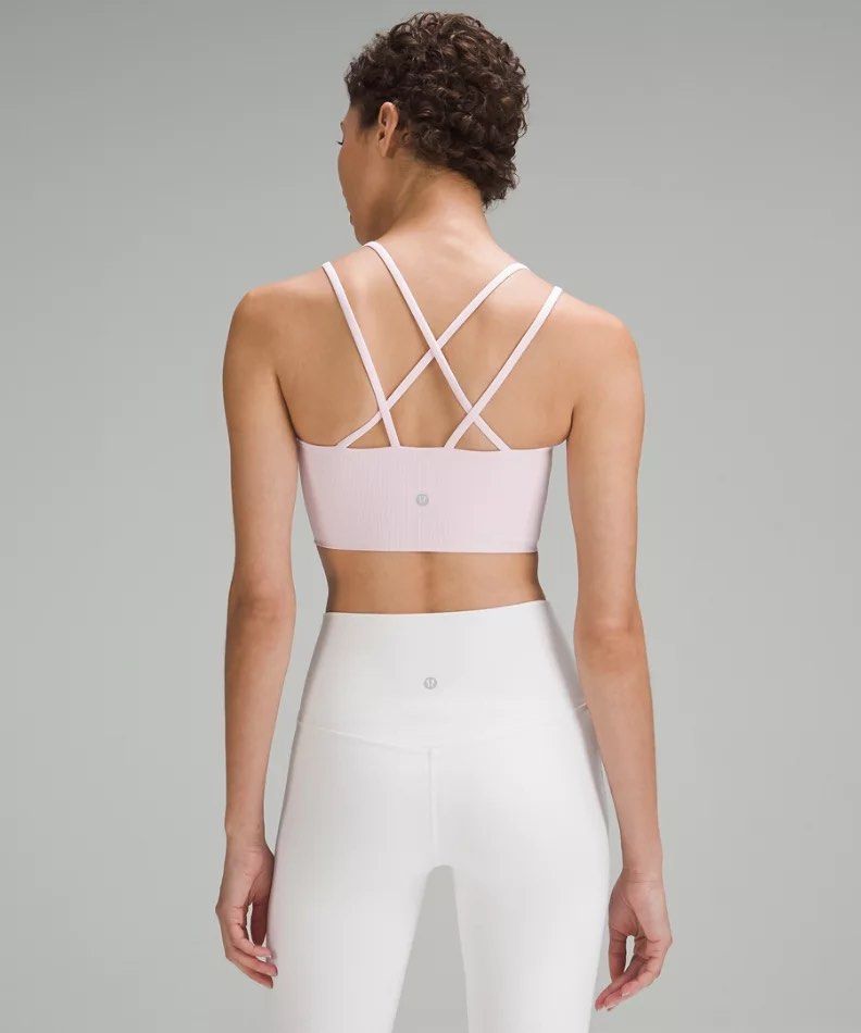 Lululemon Like a Cloud Ribbed Longline Bra Light Support, B/C Cup in Pink,  4, Women's Fashion, Activewear on Carousell