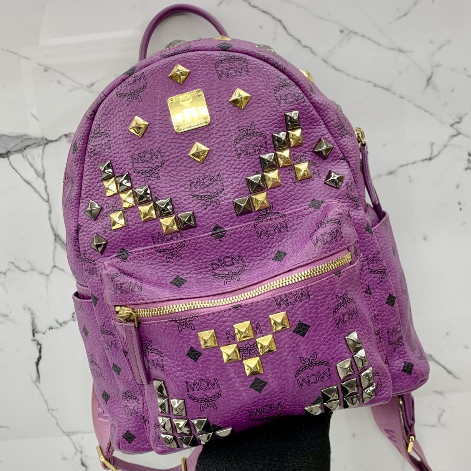 Purple mcm backpack hot sale