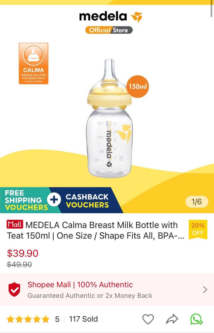Medela Calma Feeding Set (5 oz/150 ml) 