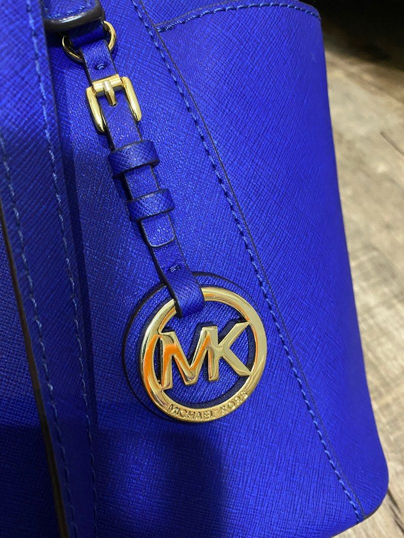 Michael Kors Royal Blue Laptop Bag with Initials