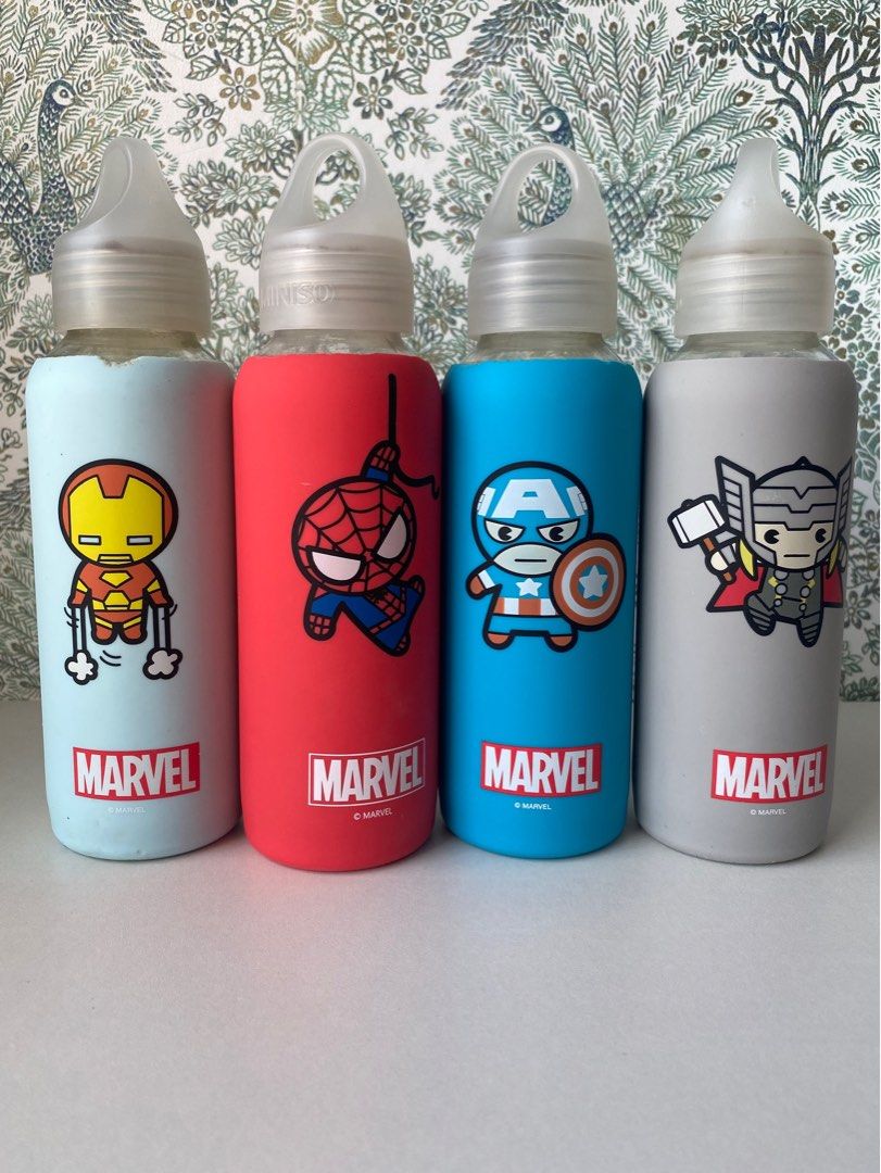 Miniso x marvel mini size tumbler set ~ with flaws (Category: Character Goods) located in Iloilo. Submitted by everythingarcade (Listing ID 1268988747, Image 1). Description: Measurements are indicated in the photos Take all only +sf Needs cleaning.