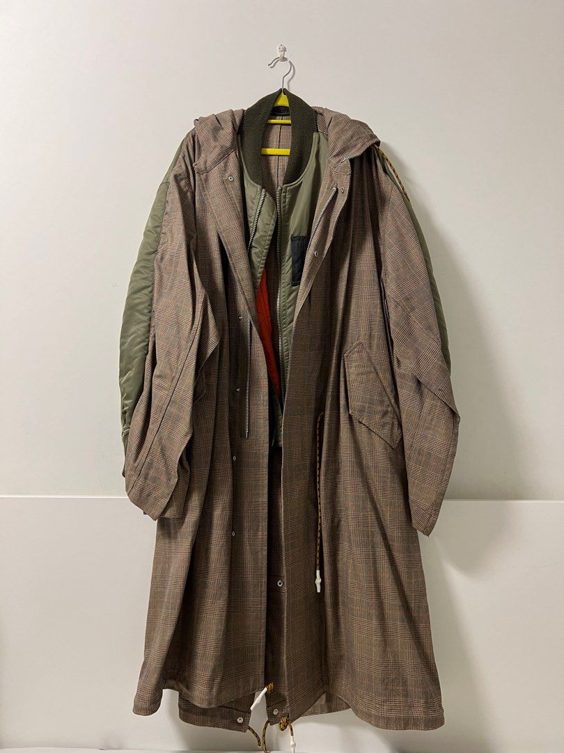 MMY Maison Mihara Yasuhiro Bomber Plaid Hooded Coat, 男裝, 外套及