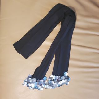 海藍色真絲配珍珠母貝圍巾64211133426819110