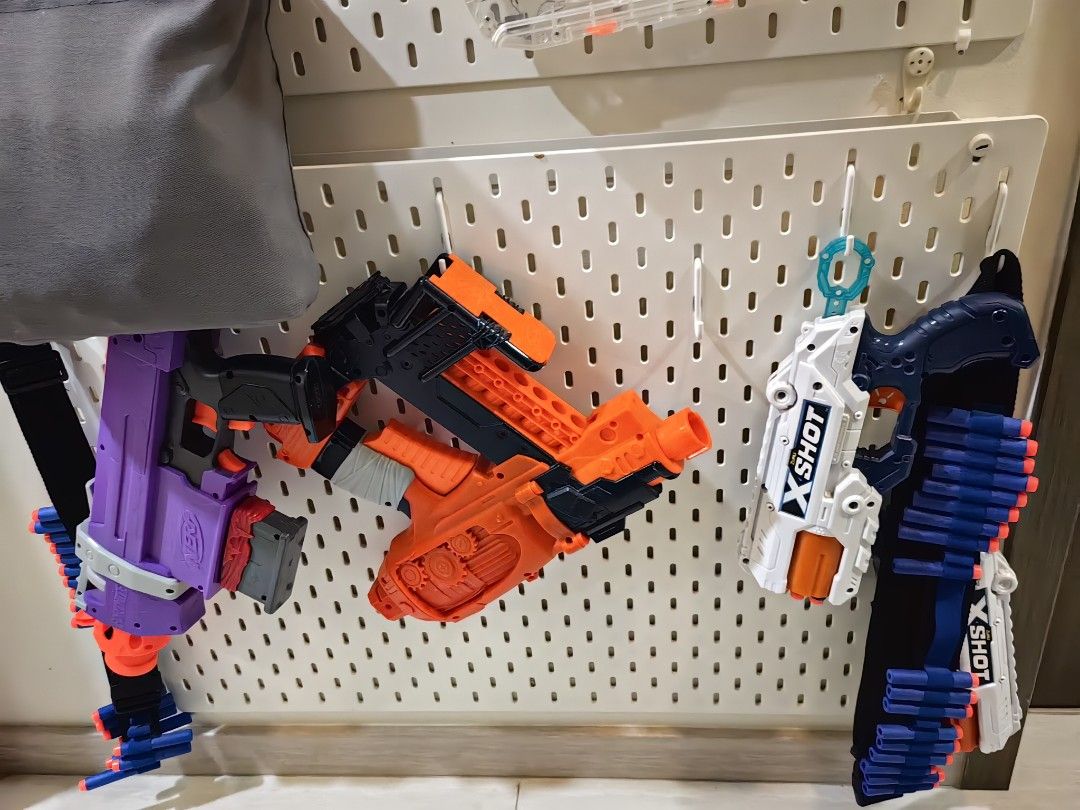 Nerf Guns with Ikea peg board, Hobbies & Toys, Toys & Games on Carousell