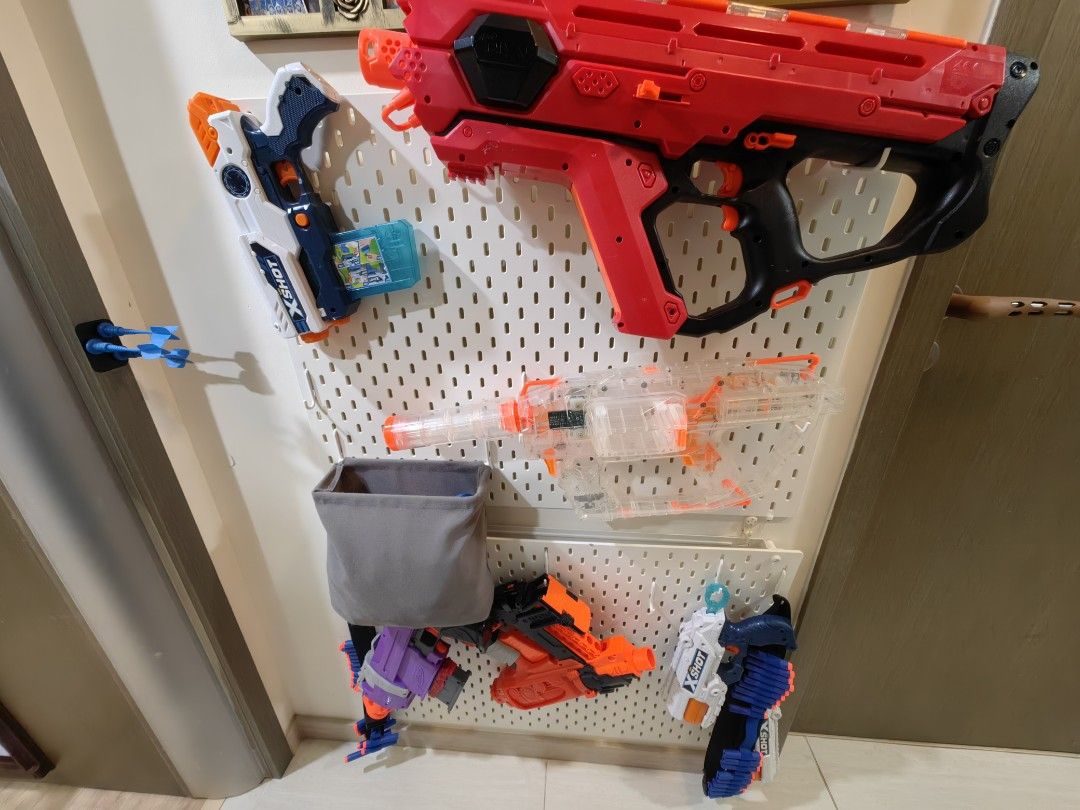 Nerf Guns with Ikea peg board, Hobbies & Toys, Toys & Games on Carousell