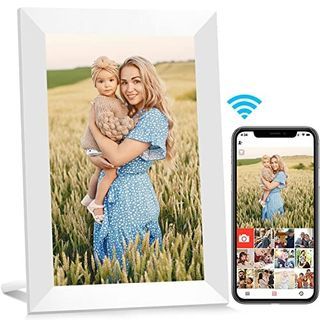 🔥New Arrival🔥     AEEZO Wifi Digital Picture Frame, IPS Touch Screen smart Cloud Photo Frame with 16GB Storage, Easy Setup to Share Photos or Videos via Free Frameo APP, Auto-rotate, Wall Mountable (White) 18159
