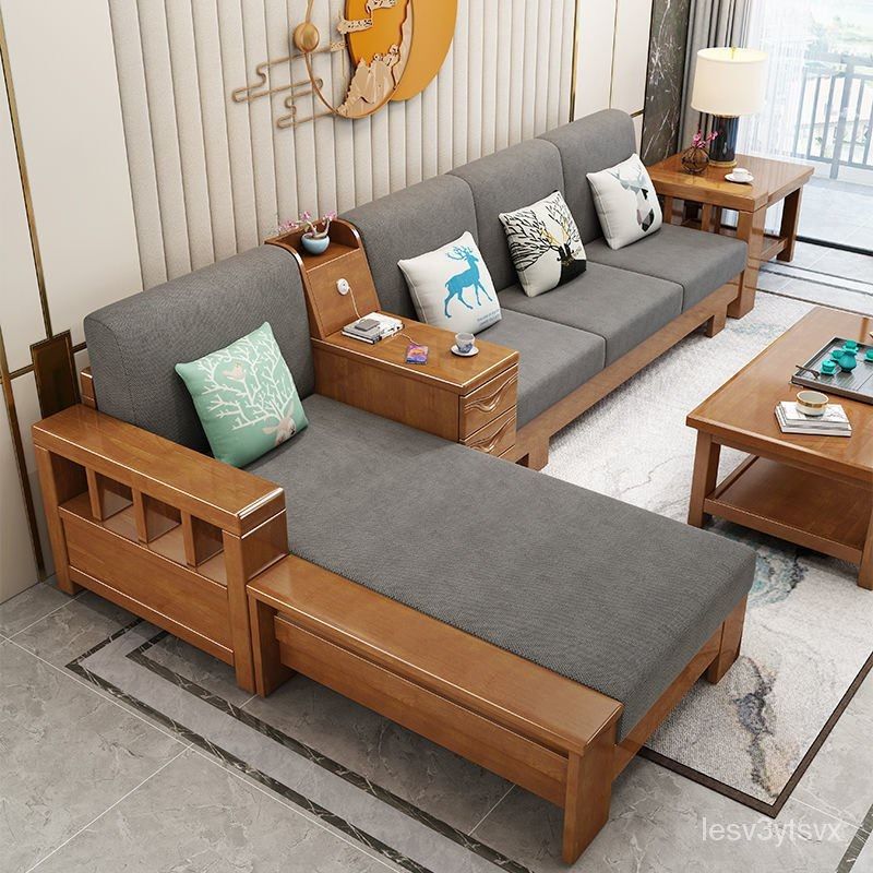 New Chinese Style Solid Wood Sofa
