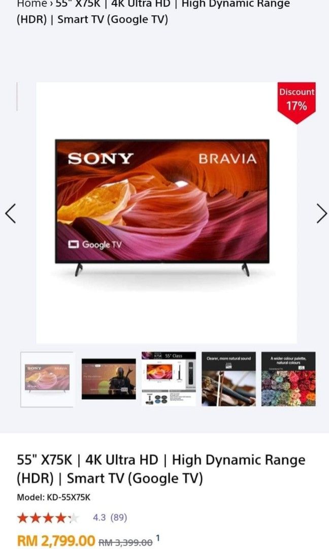 BRAVIA X75K, 4K Ultra HD, Smart TV