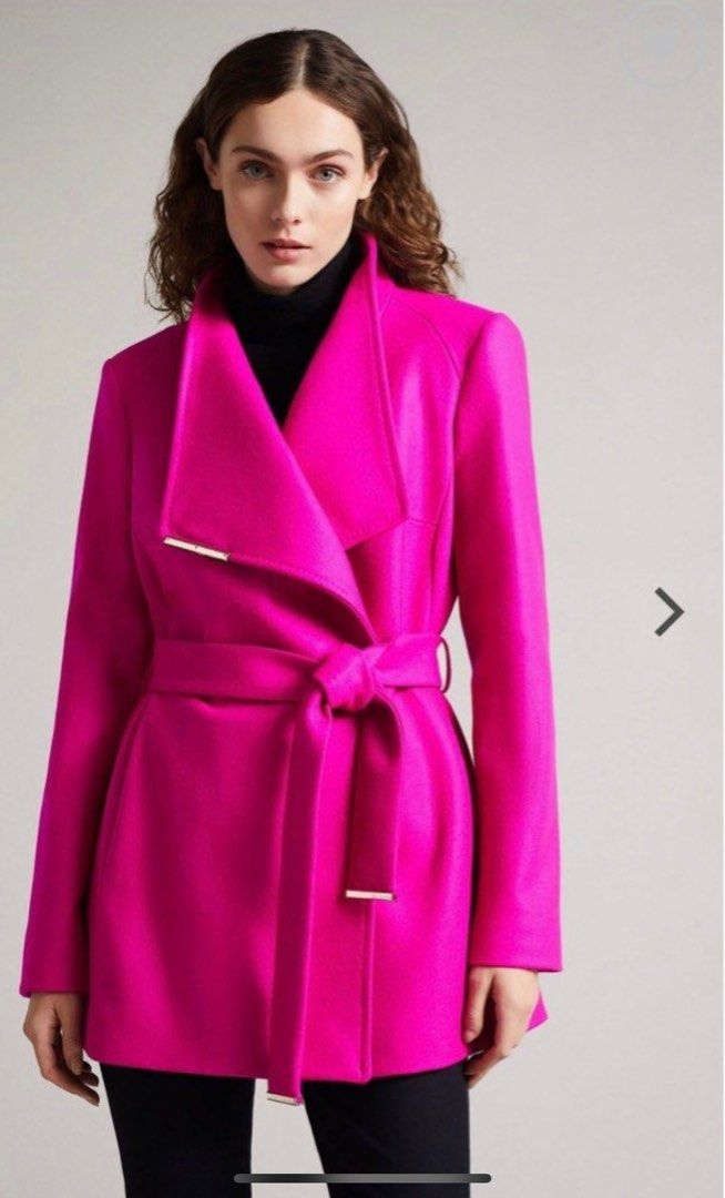NEW Ted Baker Pink Rose Wool Wrap Coat XXS Women s Fashion Coats Jackets and Outerwear on Carousell