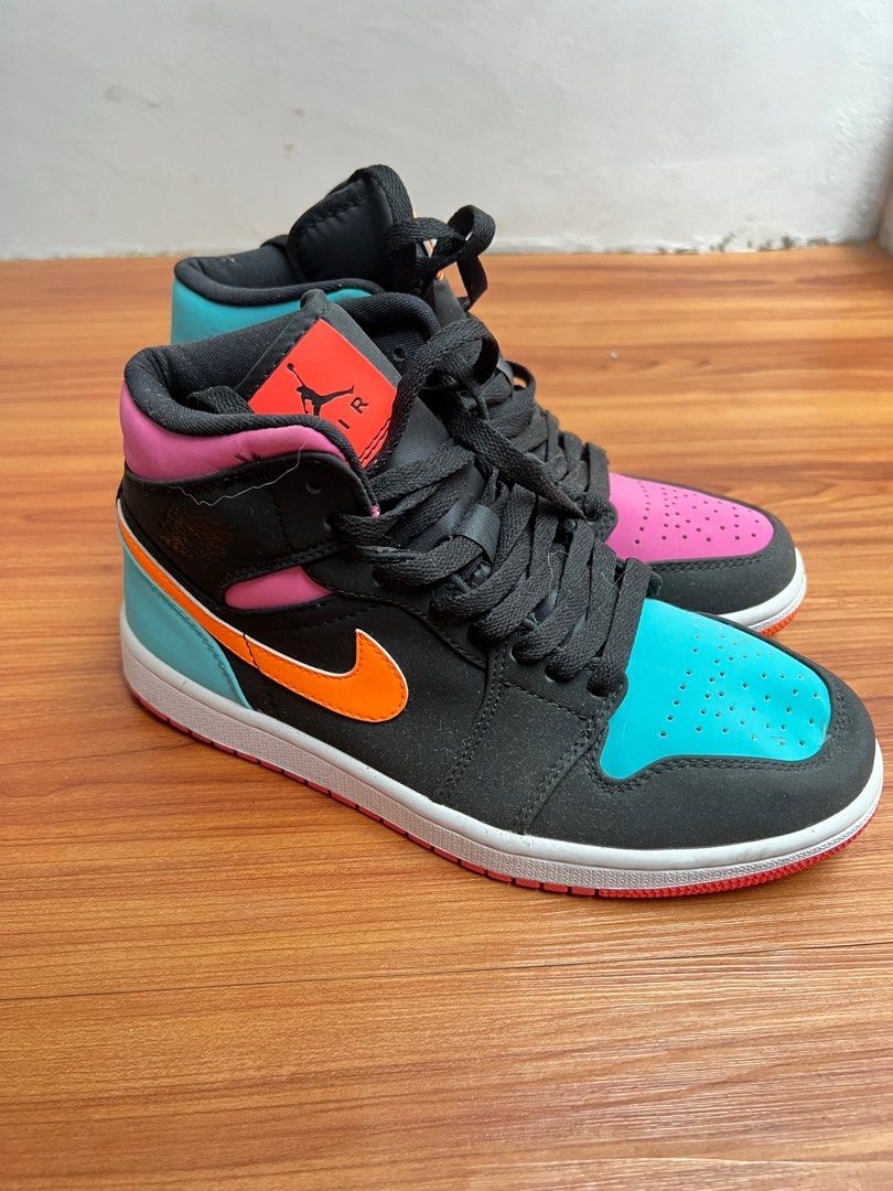 Black Jordan Mid Colorate Nike Air Jordan Mid Multi Color, Fesyen