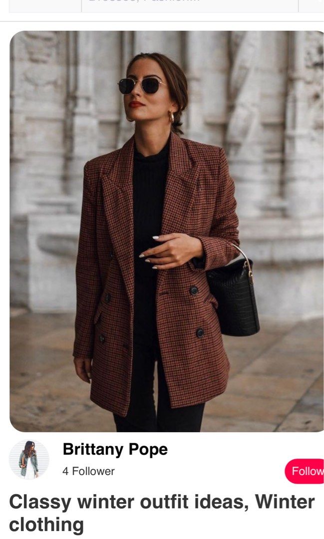 Plaid Double Breasted Blazer from Bershka Coat Jacket Women s
