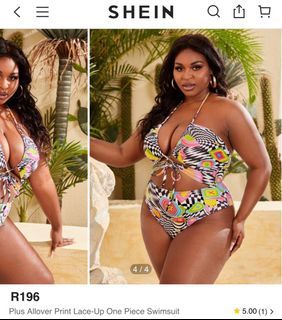 Plus Allover Print Lace-Up One Piece Swimsuit