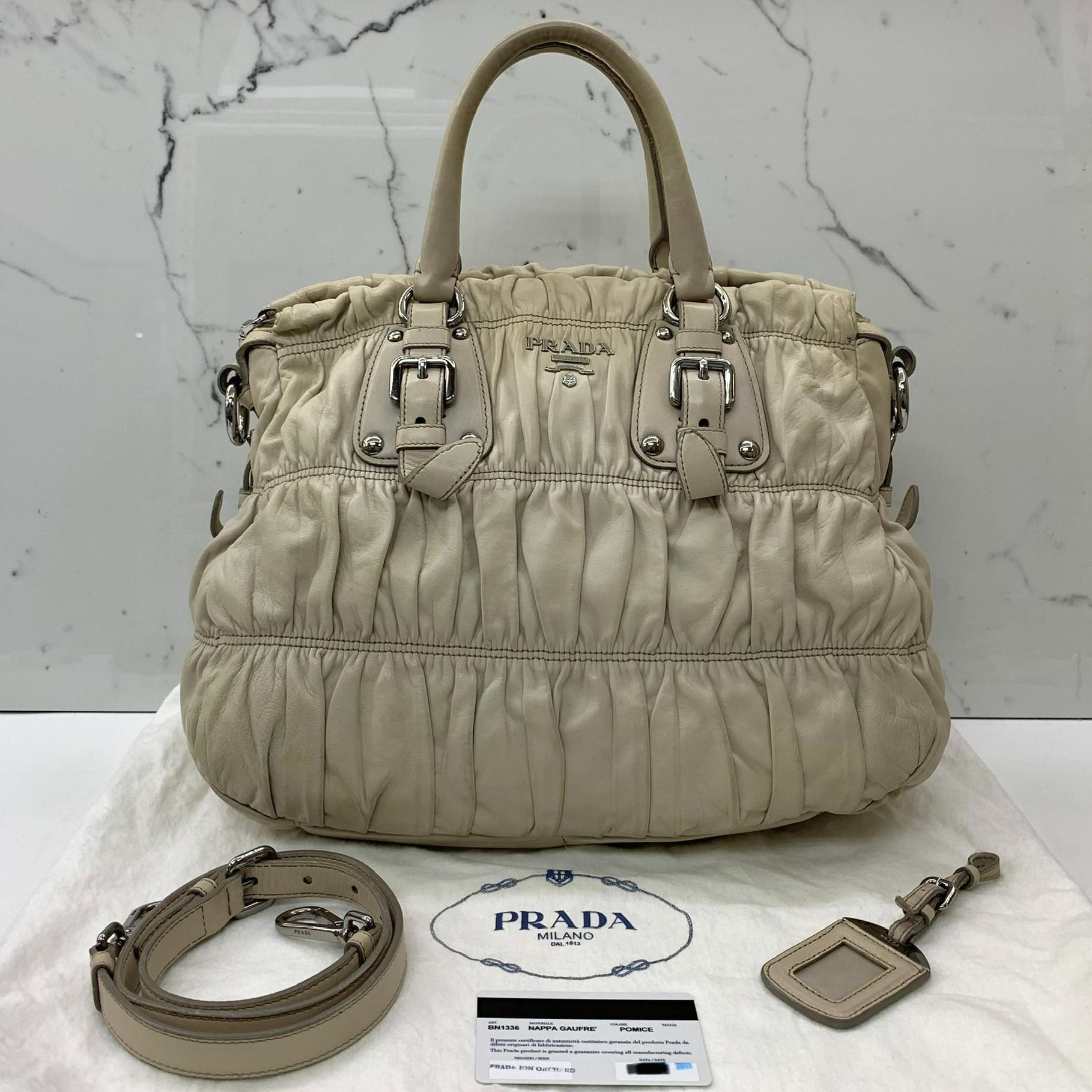 PRADA BN1336 BEIGE GATHER NAPPA 2 WAY SHOULDER BAG 237039916 AL Luxury Bags Wallets on Carousell