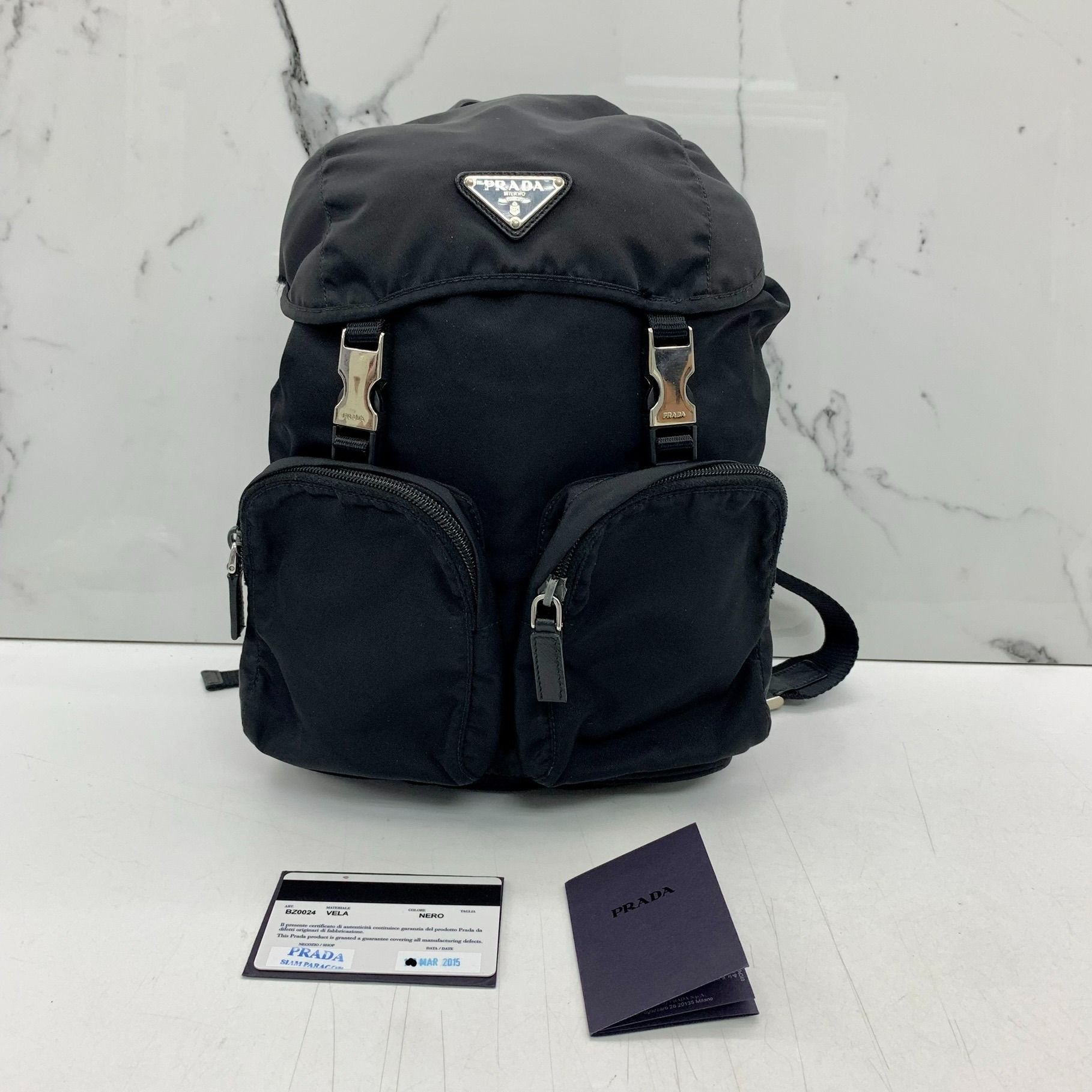 Prada Backpack BZ0024 PRADA BZ0024 BLACK NYLON BACKPACK BAG 237039277 AL, Luxury  main image 4