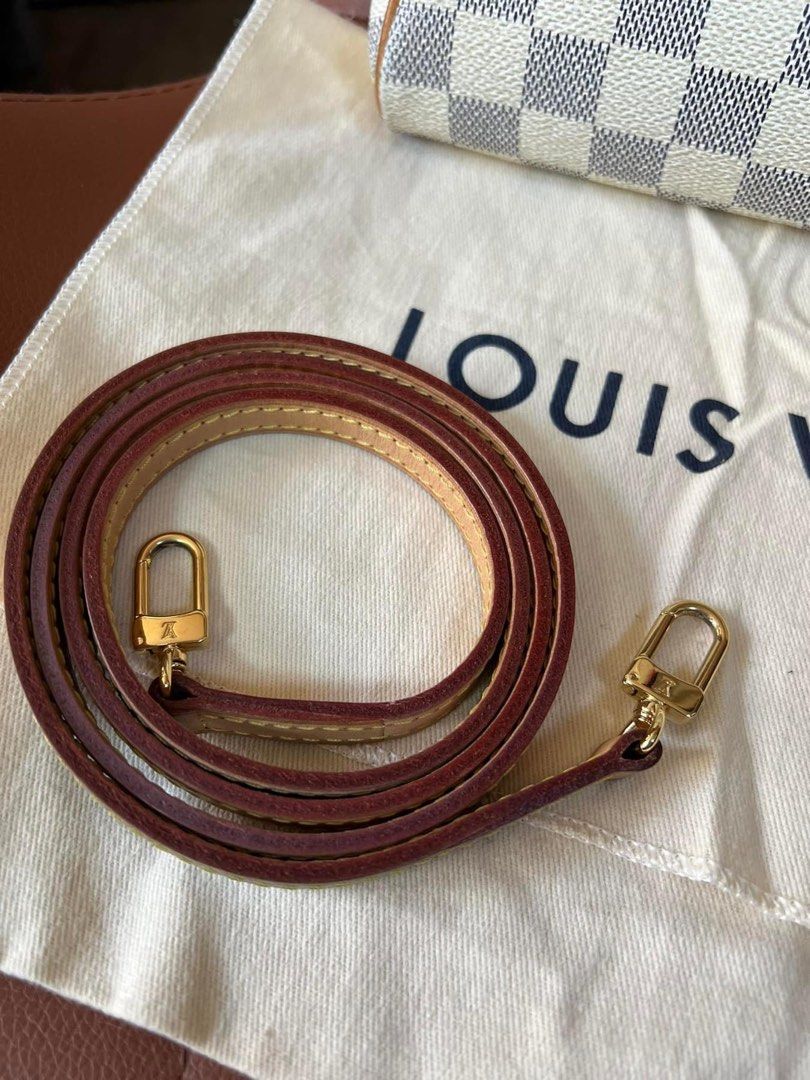 (Preloved) LV Eva in Damier Azur (Category: Luxury Bags & Wallets) located in Manila. Submitted by issavee (Listing ID 1268898850, Image 2). Description: On hand , ready to ship! 😍 *when worn photo for reference only and shorter sling strap. 🌸Mine price: ₱52,500. Comes with original long strap and dustbag. Minimal signs of use only, otherwise in very good condition. Clean interior/no foul smell. Eva in Damier Azur. 🥰 ✔️All items are guaranteed