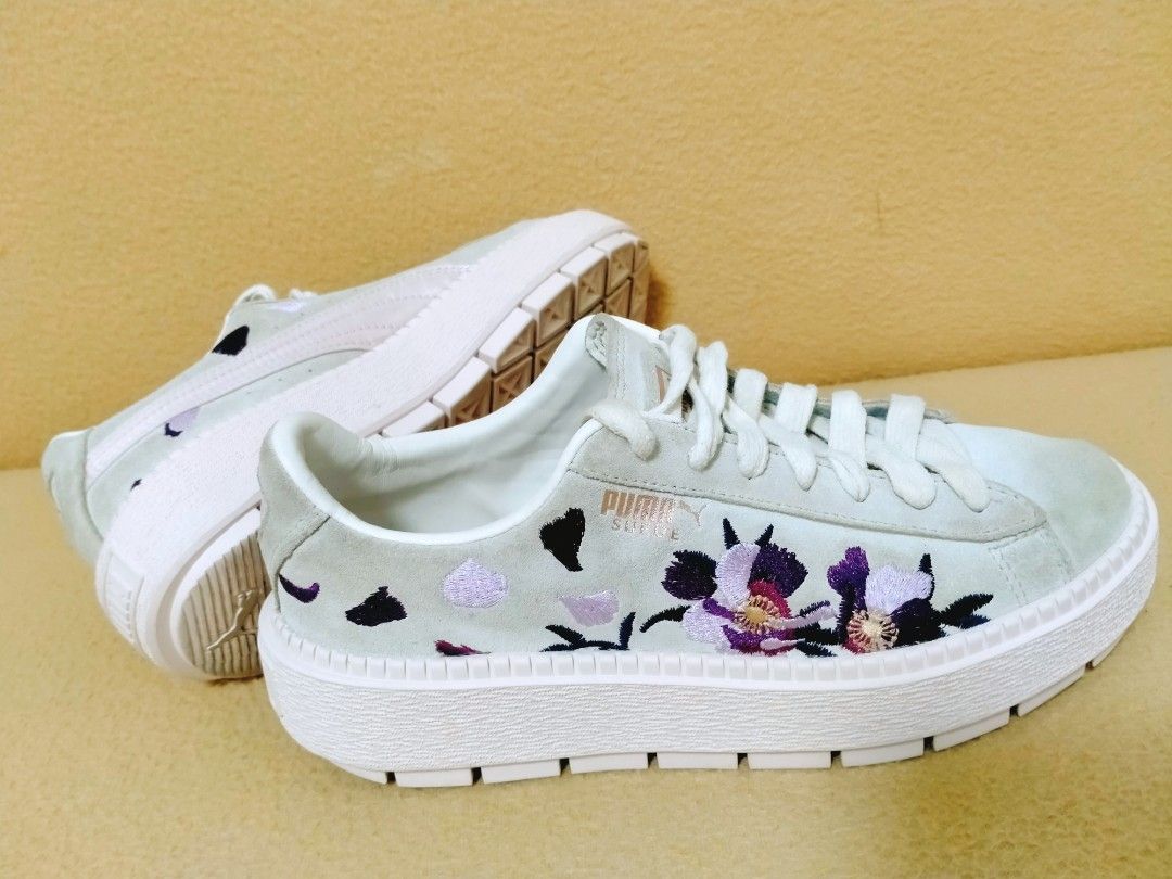 Suede platform trace flowery discount