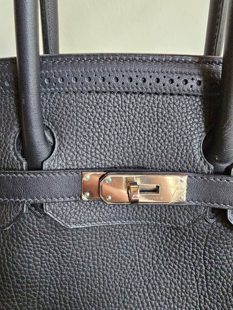 RARE Hermes Ghillies Togo Black Noir Birkin 35 PHW Luxury Bags